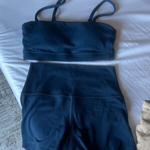 CRZ YOGA Navy Blue Sports Bra and Shorts Set